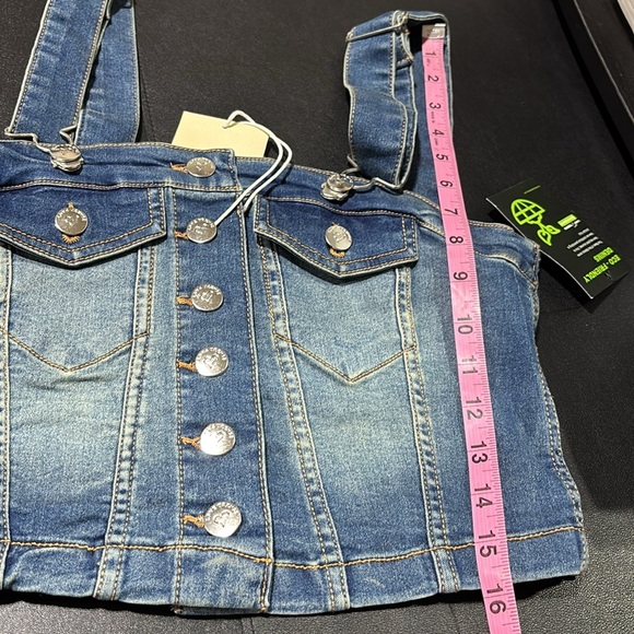 Love Trends Dungaree style crop,chest pockets,button front,adjustable straps - Picture 7 of 8